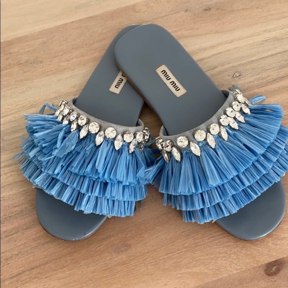Miu Miu rattan shoes blue 💎